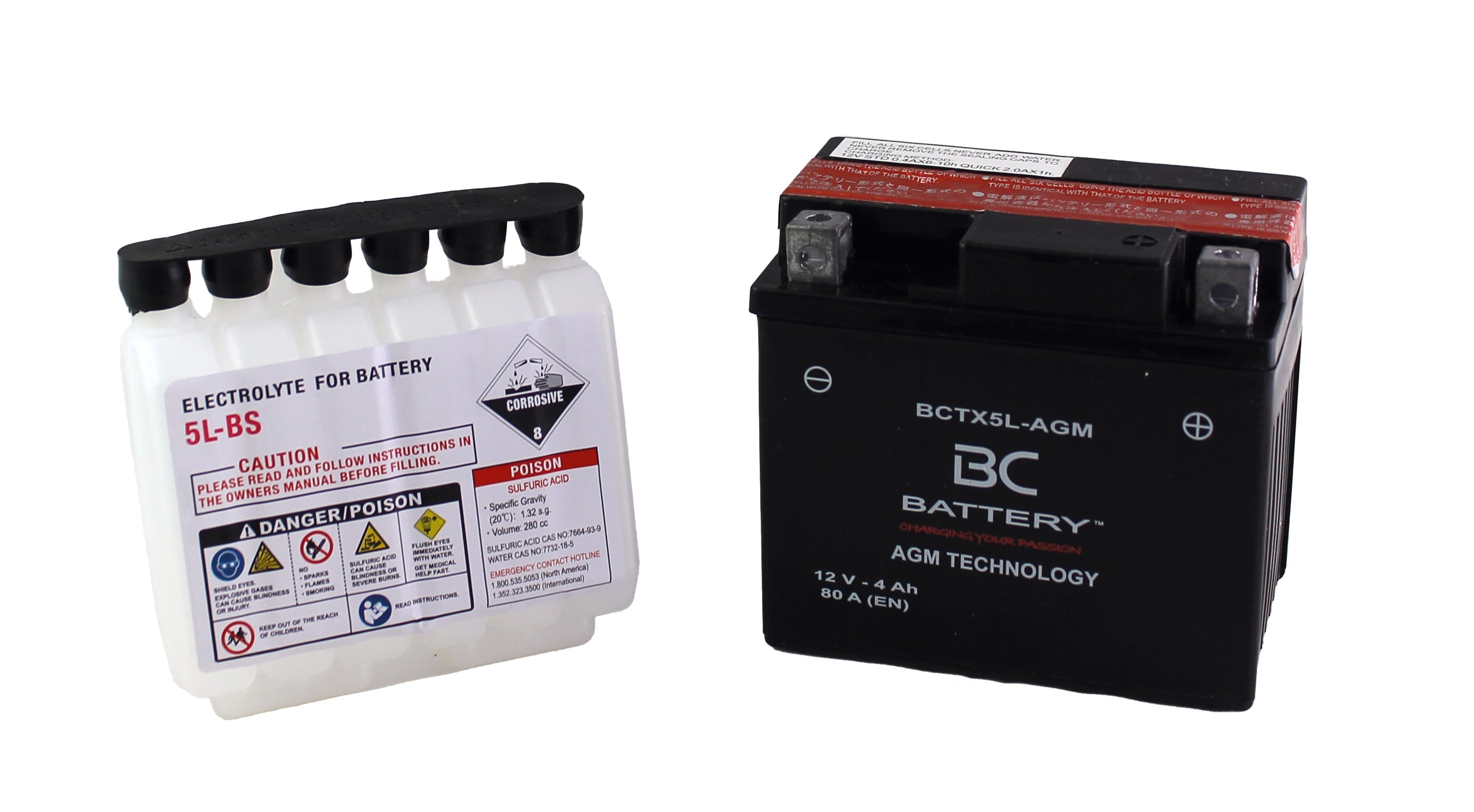 BCTX5L-AGM| Batteria Moto AGM,YTX5L-BS, 12V, 4Ah, CCA:80 Amp, 113x70x105mm - BC Battery Italian Official Website