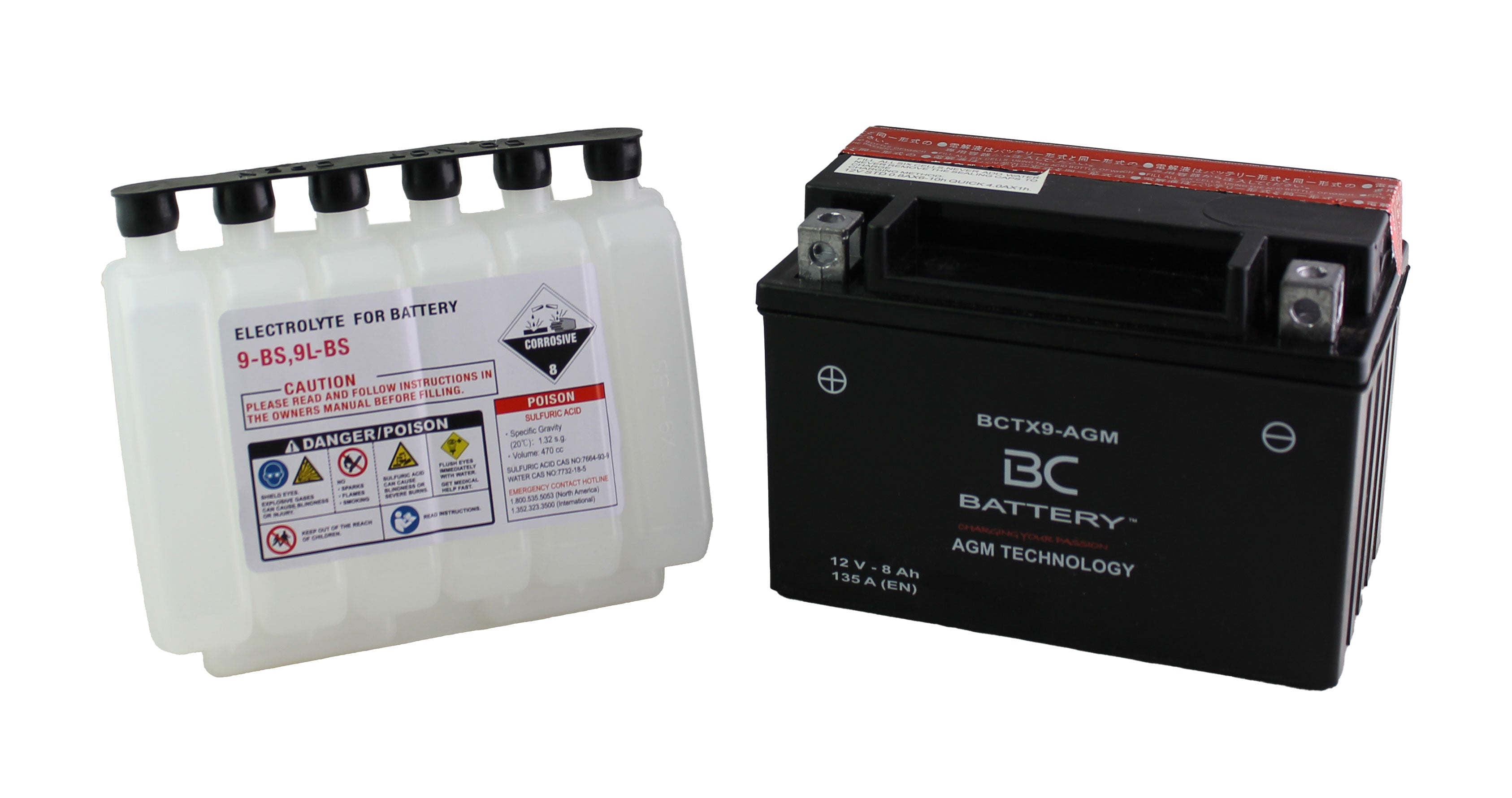 BCTX9-AGM| Batteria Moto al AGM,YTX9-BS, 12V, 8Ah, CCA:135Amp,150x87x105mm - BC Battery Italian Official Website