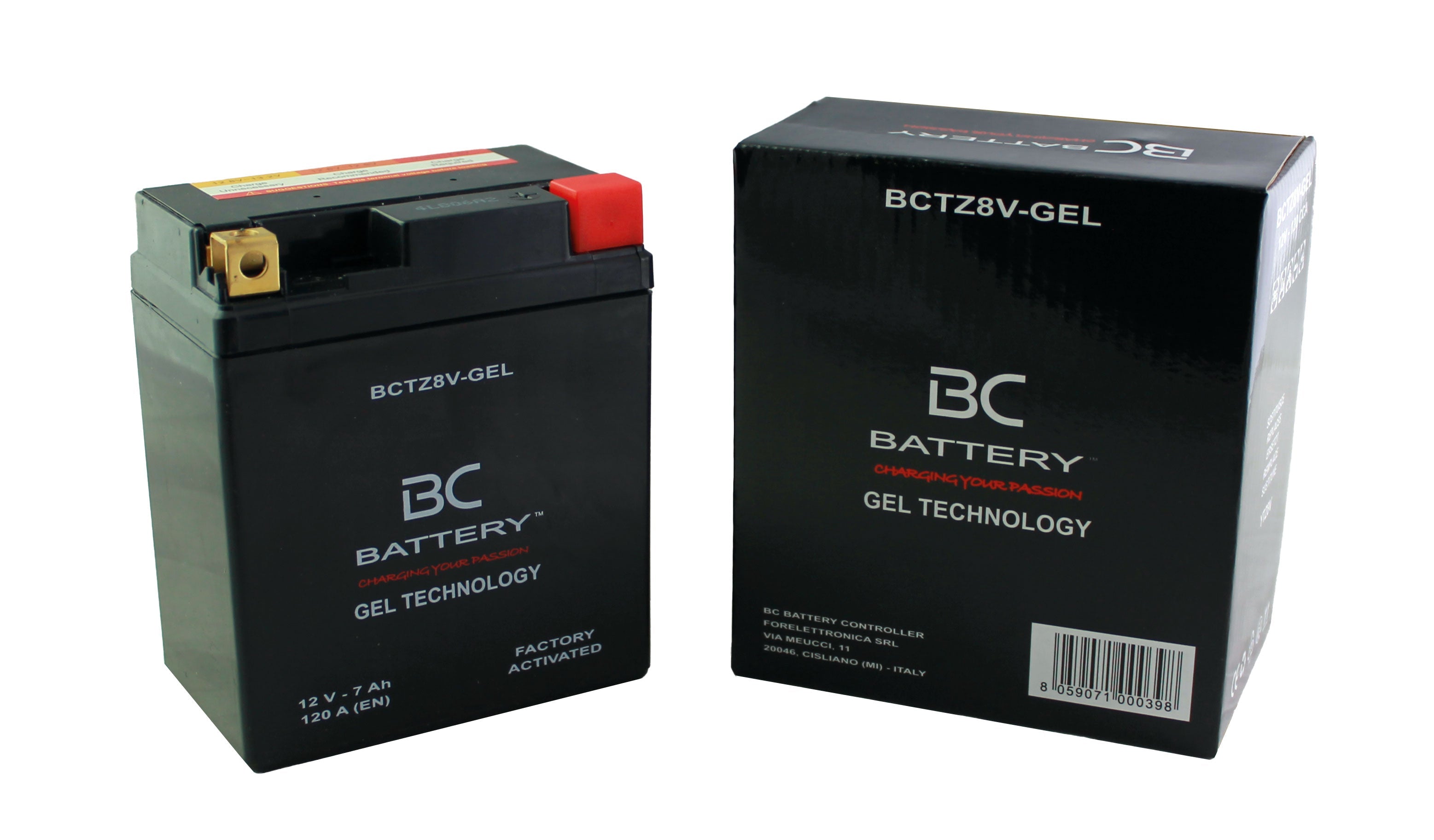 BCTZ8V-GEL| Batteria Moto al GEL,YTZ8V,12V,7 Ah, CCA: 120Amp,113x70x130mm - BC Battery Italian Official Website