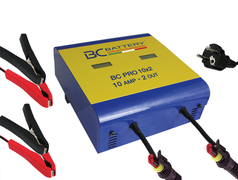 PRO 10x2 - Chargeur de Batterie Professionnel à 2 Sorties, 10 A