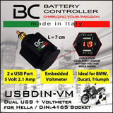 Caricabatteria USB Doppio con Voltmetro per Prese Accensigari BMW (12mm) - BC Battery Controller